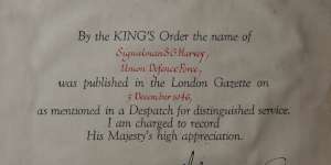 Sinclair's proudest wartime possession - Mentioned in Despatches for bravery